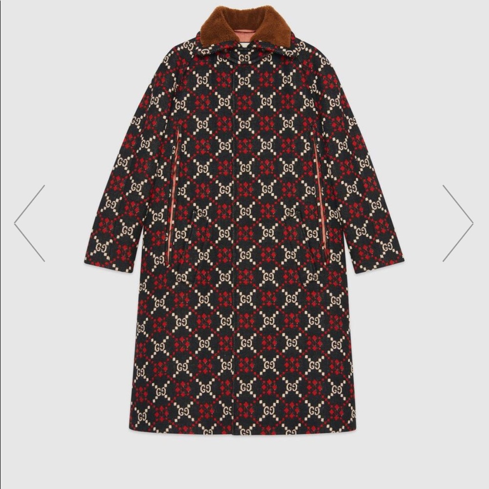 GG diamond wool cape coat